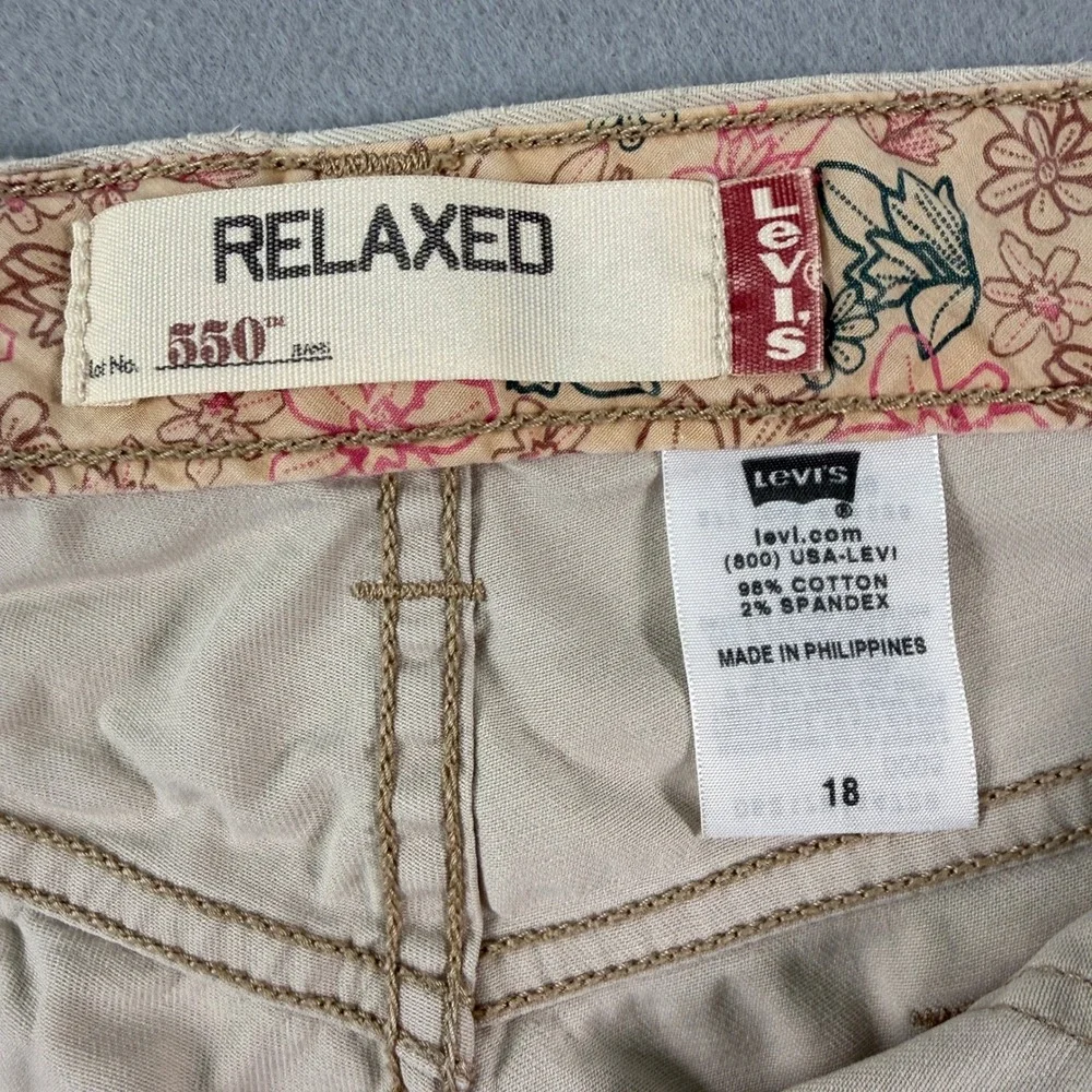 Levi's 550 Chino Shorts Mens 18 Khaki Beige‎ Relaxed Fit Twill Cotton Stretch